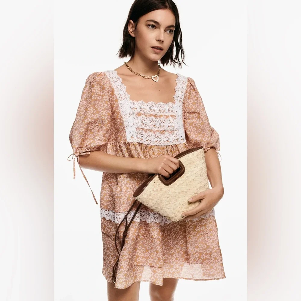 Maje NWT Printed lace braid dress Size 40 (US size Large) - Picture 2 of 16